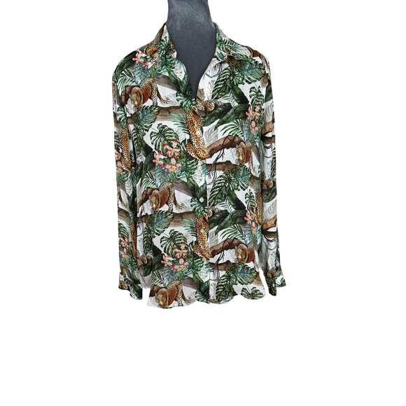 L’AGENCE Leopard & Floral Print Button-Up Shirt - Picture 1 of 8